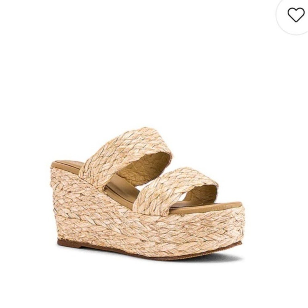 Kaanas Natural Braided Raffia Platform Wedge Sandals